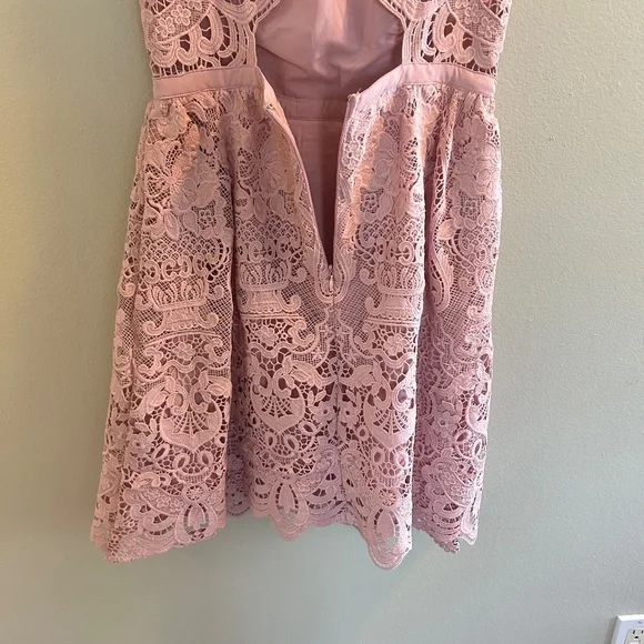 BHLDN Rosaline Dress Size Small Light Pink Lace Cutout Mini Lilac Occasion - Picture 5 of 11